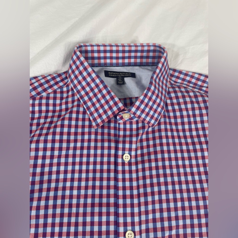 Banana Republic Mens Multicolor Plaid Long Sleeve Button Up Shirt Size XL
